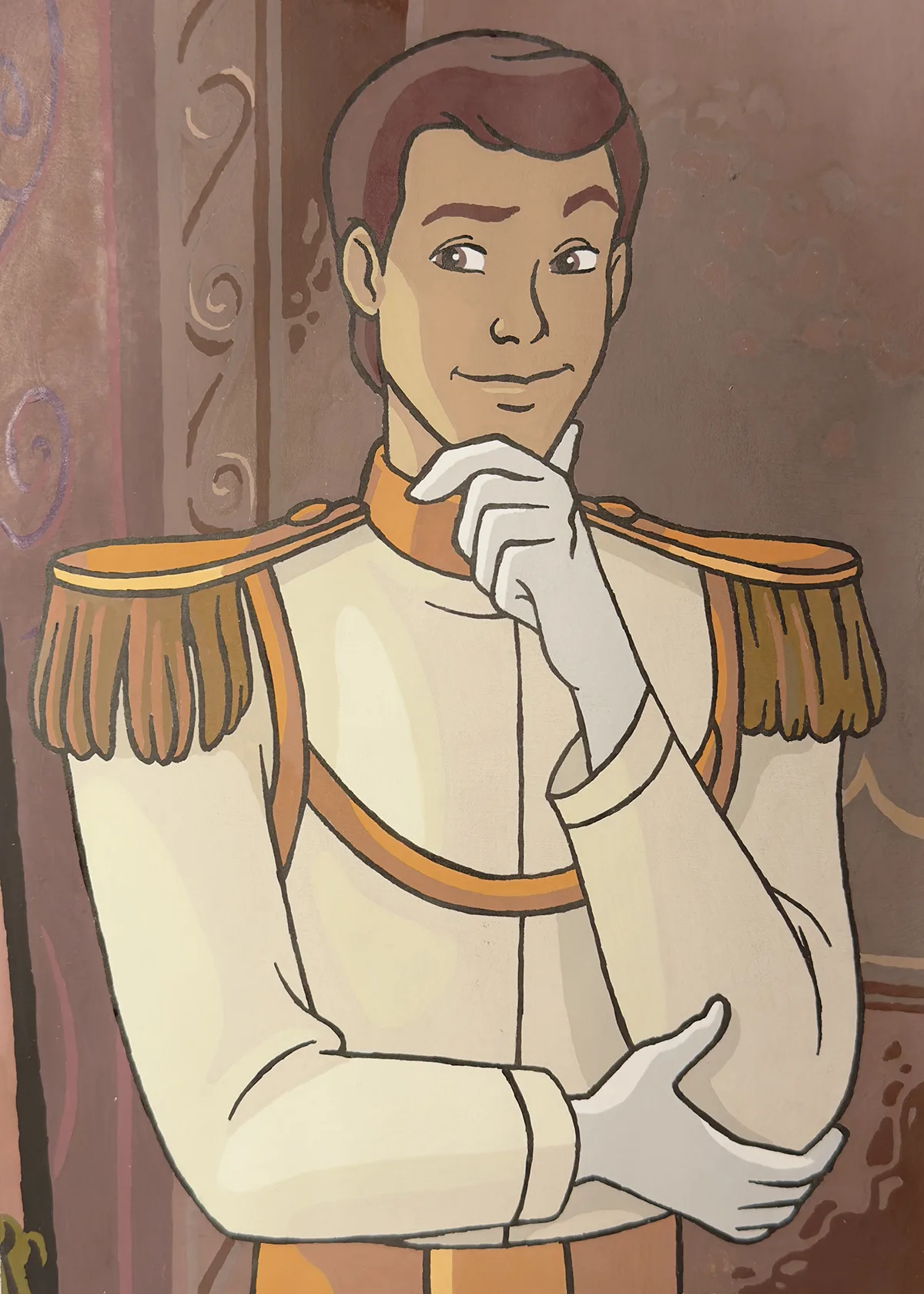 Completed Princes And Heroes colour by numbers page 20 featuring Prince Charming, coloured with acrylic marker pens