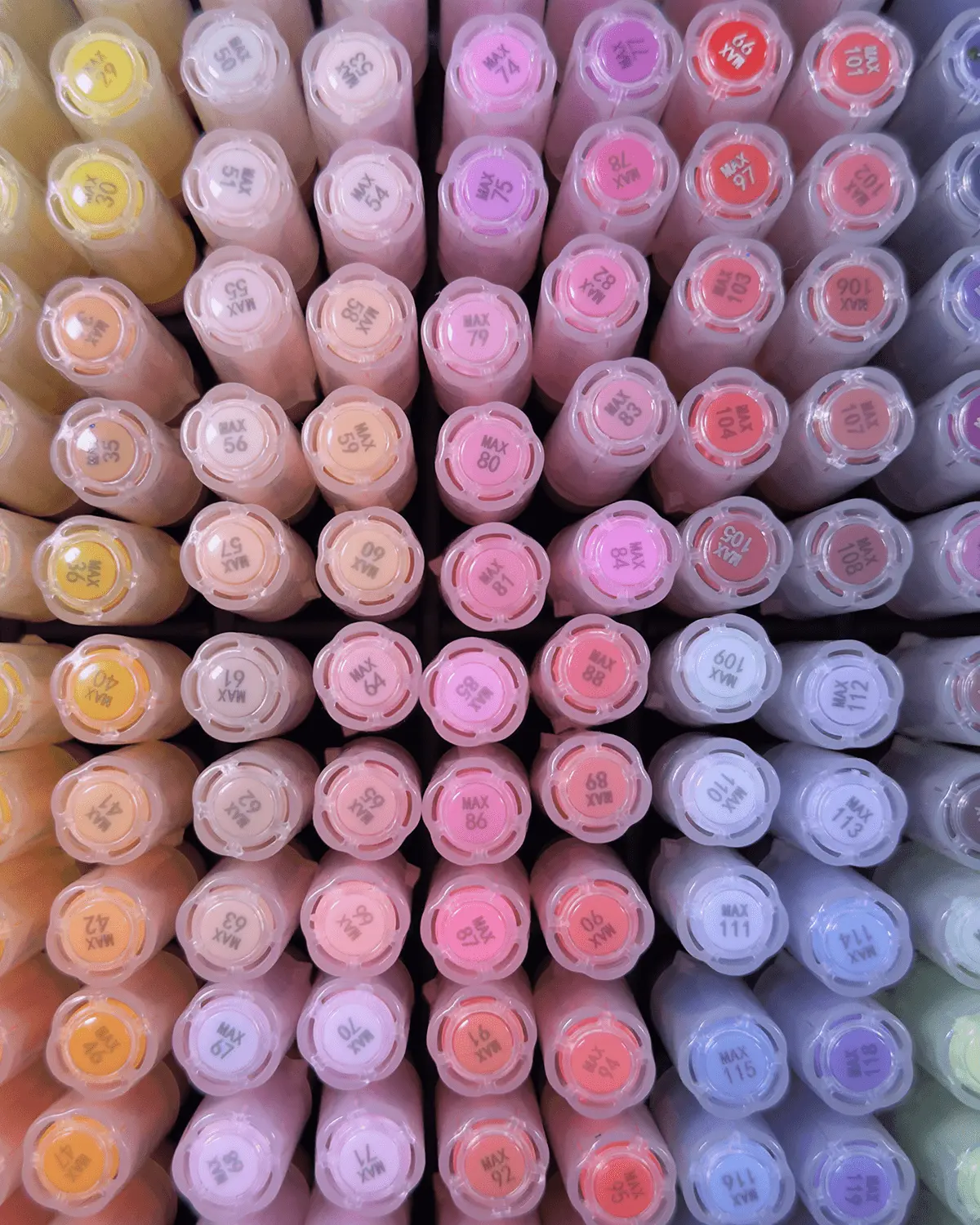 Close up of a selection of coloured pens from Nicety.